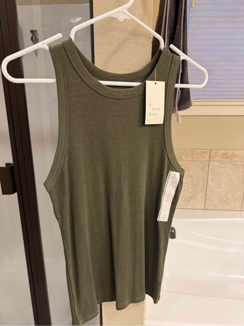 a new day Olive Green Ribbed Racerback Tank Top - Women's
